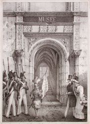 Charles PENSÉE, Le représentant de Jeanne d’Arc se rend à la tour de Ville, 1829, n° INV 71.7.31, Hôtel Cabu – Musée d’histoire et d’archéologie, Orléans