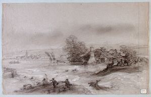 Charles PENSÉE, Inondation de la Loire, 1856 ou 1866, n° INV 96.2.16, Hôtel Cabu – Musée d’histoire et d’archéologie, Orléans