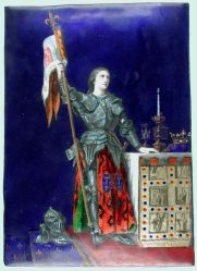 Jeanne d’Arc, d'après Jean-Auguste-Dominique Ingres, Atelier de Limoges, Hôtel Cabu - Musée d'histoire et d'archéologie, Orléans