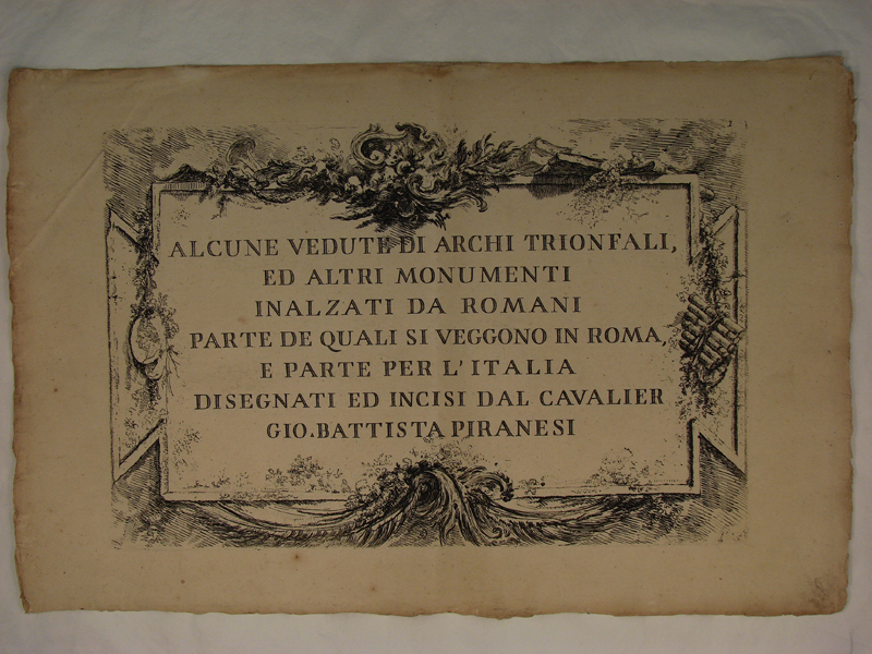 Alcune vedute di archi trionfali ed altri inalzati da Romani (...). (titre inscrit)
