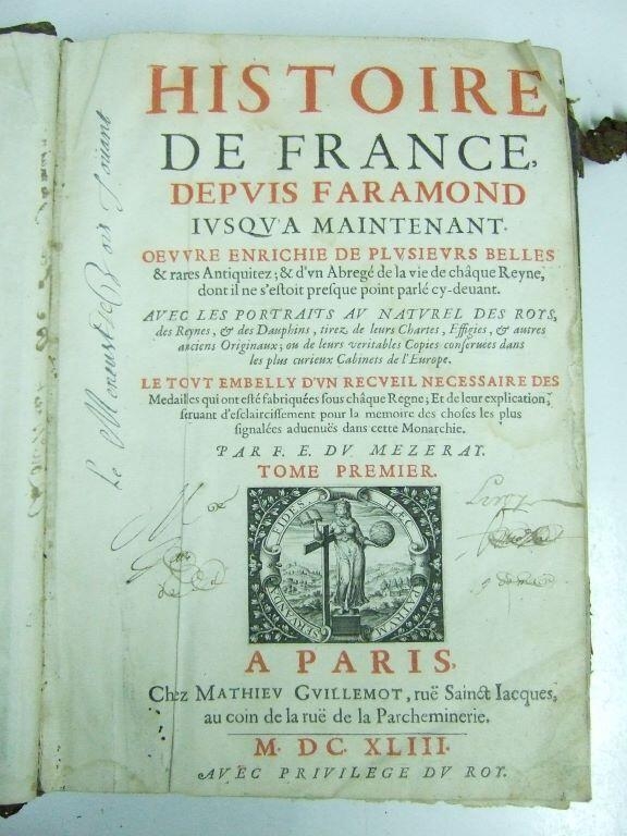 Histoire de France depuis Faramond jusqu'à maintenant. TOME 1. (titre inscrit).