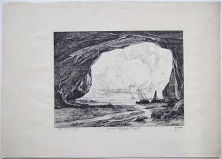 Une grotte à marée basse - Côte de Douarnenez (Finistère). (titre inscrit)