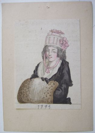 Femme au chapeau décoré de roses. (titre factice)