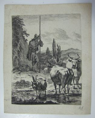 Berger gardant deux vaches et une chèvre. (titre factice)