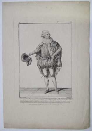 Costume pris sous le Règne de Louis XVI, inventé par P.N. Sarrazin Costumier (...). (titre inscrit)