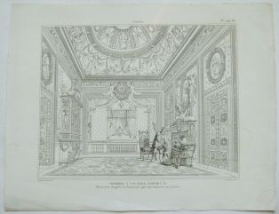 Chambre à coucher d'Henry IV restitutée d'après les boiseries que l'on conserve au Louvre. (titre inscrit)
