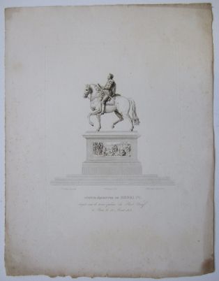Statue équestre de Henry IV érigée sur le terre-plein du Pont neuf à Paris le 25 août 1818. (titre inscrit)