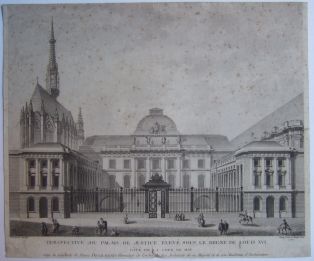 Perspective du Palais de justice élevé sous le régne de Louis XVI. (titre inscrit)