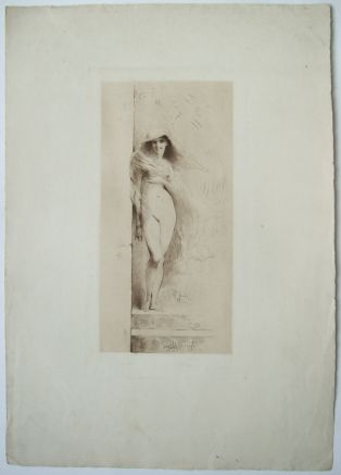 Femme nue debout avec bras droit squelettique. (titre factice)