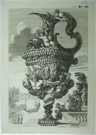 Grand vase décoré avec personnages aquatiques. (titre factice)