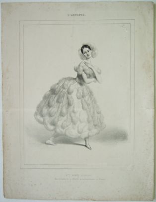 Mlle Fanny Elsser dans le ballet de "La Chatte métamorphosée en femme". (titre inscrit)