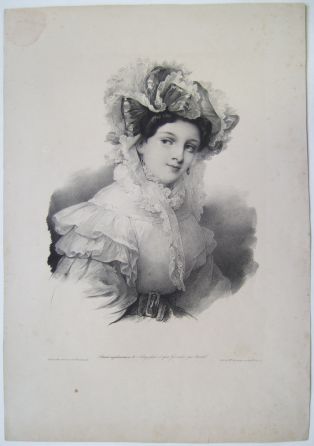 Jeune femme avec chapeau et rubans. (titre factice)