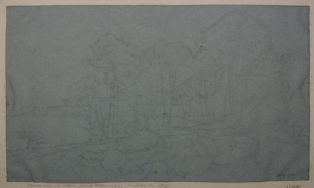 Etude pour le tableau n°42, “Pins maritimes matin” (Salon 1864) (Douarnenez). (Titre inscrit)
