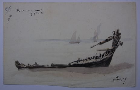 Epave de barque, plage de Berck-sur-Mer. (Titre inscrit)