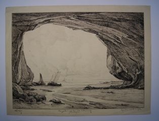 Une grotte à marée basse. Côte de Douarnenez (Finistère). (Titre inscrit)