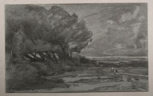 Première pensée pour le tableau du Salon n°43 (1864) “Pins maritimes soir”. (Titre inscrit)