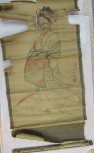 Kakémono avec la Mort en costume japonais.(titre factice)