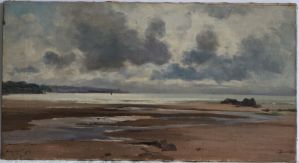 P.1893.149,
Emmanuel Lansyer,
La plage du Ris avec la rivière, Douarnenez,
1874,
peinture à l’huile sur toile ; © Clémence Fargues, Ville de Loches