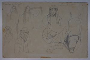 Esquisses explicatives sur la façon de mettre un turban et une robe à Tripoli. (titre factice)