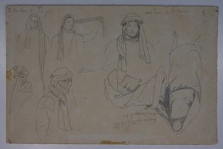 Esquisses explicatives sur la façon de mettre un turban et une robe à Tripoli. (titre factice)