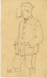 Autoportrait en uniforme du 125e régiment d'Infanterie
Crayon
entre juin 1915 et juin 1918
coll. MML