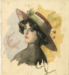 Jeune femme au chapeau
Aquarelle
vers 1905
coll. MML