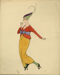 Femme à la robe jaune
Encre de Chine, aquarelle
entre 1912 et 1914
coll. MML
