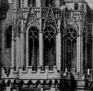 fragment de remplage formant le réseau d'une des baies de la chapelle du château, ou du donjon
