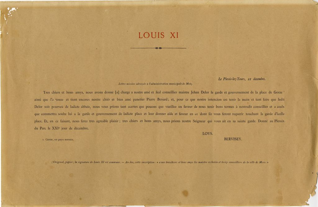 Lettre du roi Louis XI