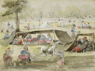 Les zouaves de la garde au camp de St Maure - 4 août 1859