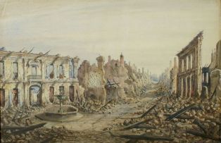 Châteaudun, la ville après le bombardement du 18 octobre 1870, la rue de Chartres