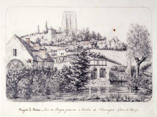Nogent-le-Rotrou - vue du Donjon prise du Moulin de Charroyau (Eure-et-Loir) (titre inscrit)