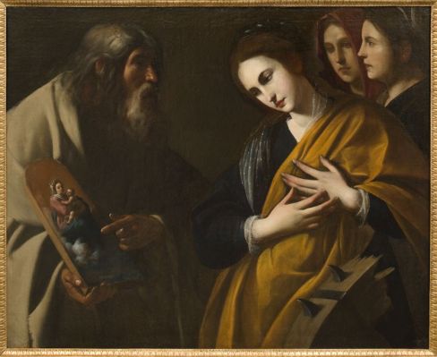 Saint Luc présente le portrait de la Vierge à Sainte Catherine d'Alexandrie