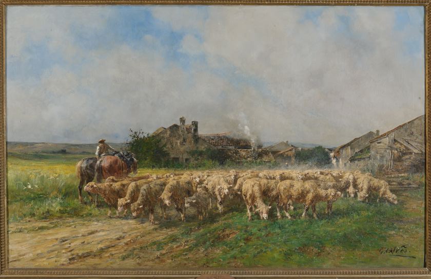 Sortie du troupeau, matinée de juin, à Soncourt