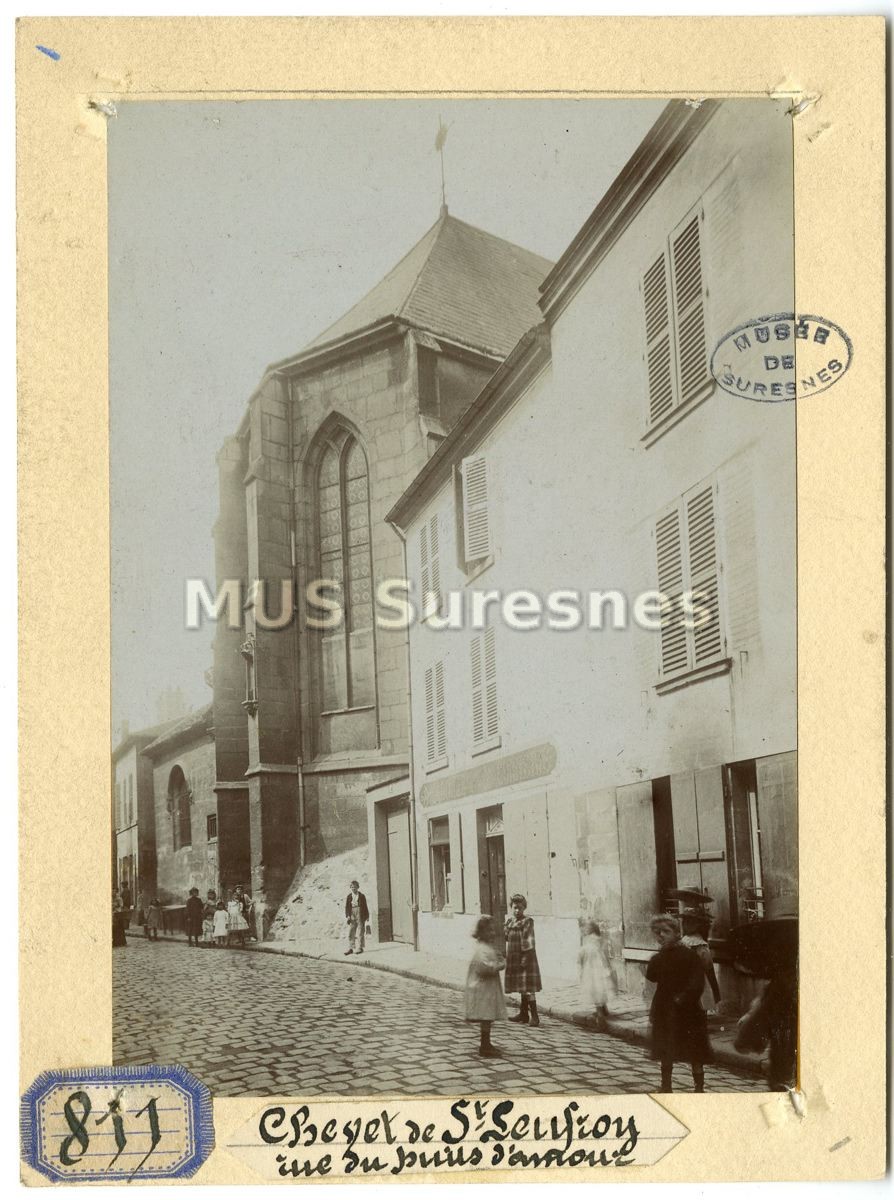 Chevet de Saint Leufroy, vue prise de la rue du Puits d'amour avant la démolition
