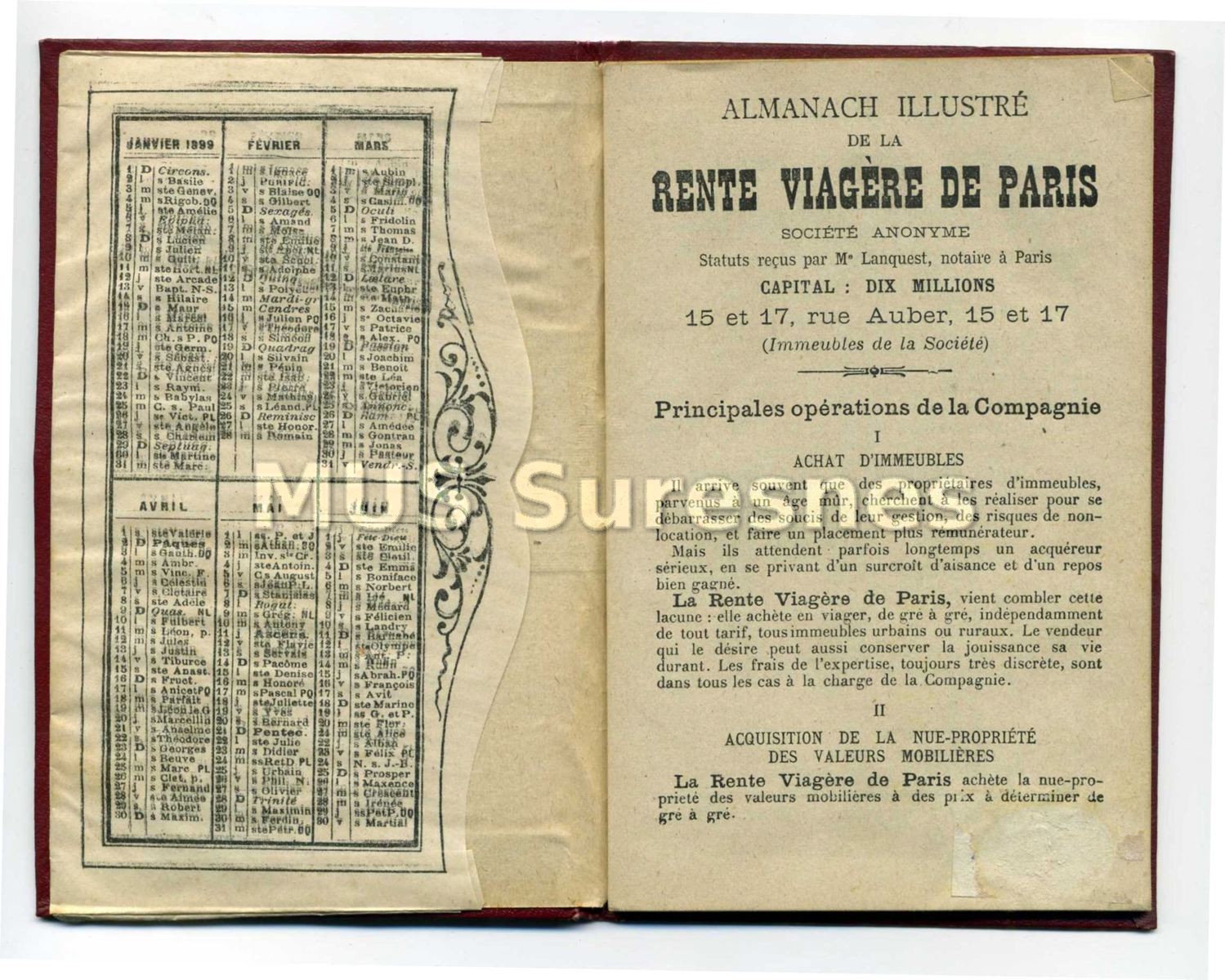 Almanach illustré de la rente viagère de Paris. 1899