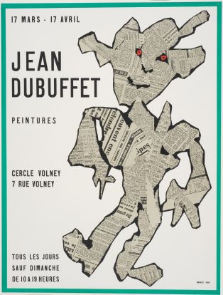 Affiche de l'exposition "Jean Dubuffet", Cercle Volney, Paris, 17 mars - 17 avril 1954 ; © Christian KEMPF ; © Musée Unterlinden
