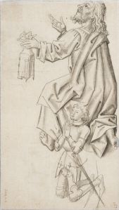 Apôtre agenouillé avec à ses pieds un donateur en armure en prière (recto) # Étude de draperie et étude de main (verso) ; © Christian KEMPF ; © Musée Unterlinden
