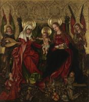 Sainte Anne, la Vierge et l'Enfant (avers). Le repos pend...