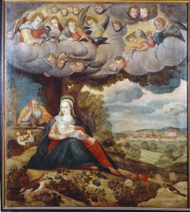 Sainte Anne, la Vierge et l'Enfant (avers). Le repos pendant la fuite en Egypte (revers)