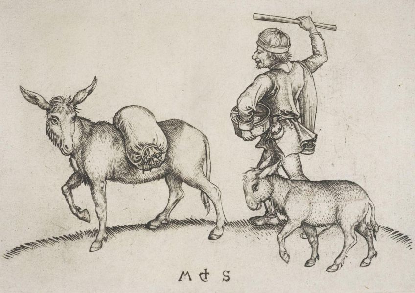 Un Meunier avec deux ânes