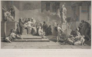 Les jeunes Athéniens et Athéniennes tirant au sort (pour être livrés au Minotaure) (titre inscrit)