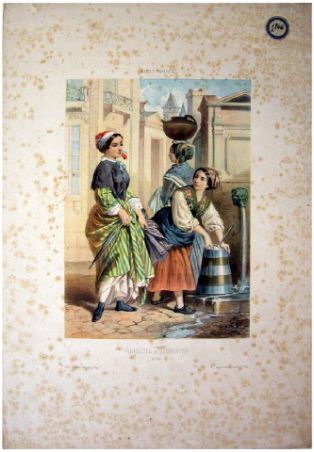 lithographie ; Grisettes et servantes à Pau
