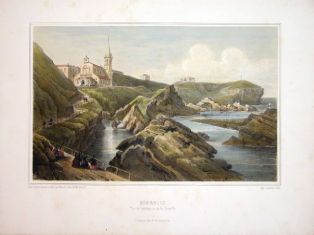 lithographie ; Biarritz, vue de l'attalaye et de la chapelle Album des deux frontières