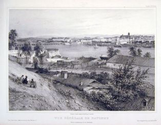 lithographie ; Souvenirs des Pyrénées Vue générale de Bayonne