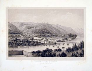 lithographie ; Souvenirs des Pyrénées PAU, faubourg et village de Jurançon