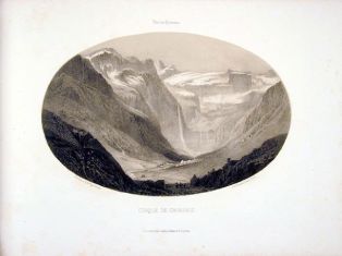 lithographie ; Souvenirs des Pyrénées par Gorse Cirque de Gavarnie