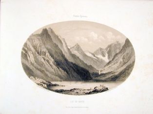 lithographie ; Souvenirs des Pyrénées par Gorse Lac de Gaube