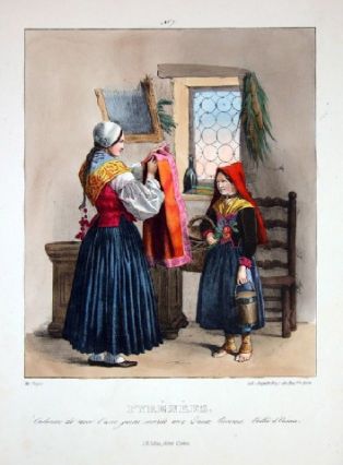 lithographie ; Album des Costumes des Pyrénées Pyrénées / jeune mariée aux Eaux-Bonnes