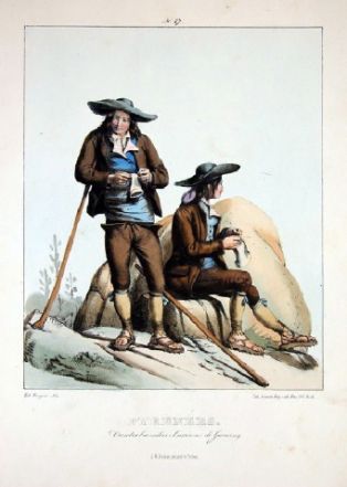 lithographie ; Album des Costumes des Pyrénées Pyrénées / Contrebandiers, environs de Gavarny